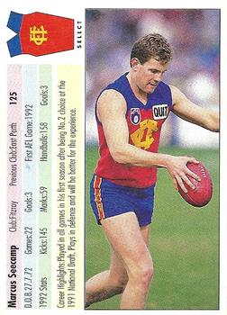 1993 Select AFL #125 Marcus Seecamp Back